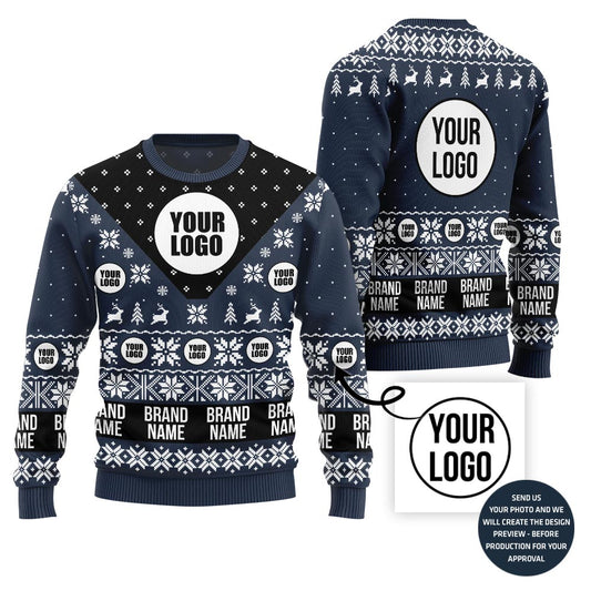 Custom Logo And Team Name Funny Ugly Christmas Sweater