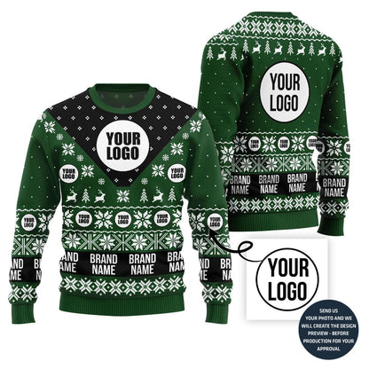 Custom Logo And Team Name Funny Ugly Christmas Sweater