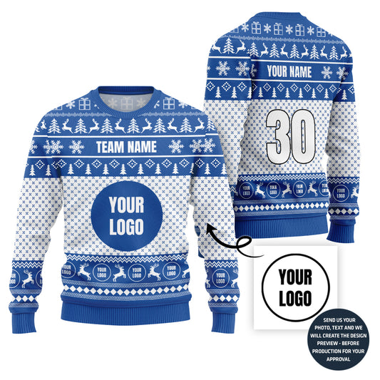 Custom Logo And Team Name Ugly Christmas Sweater