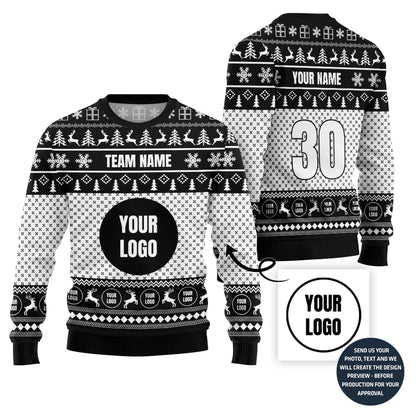 Custom Logo And Team Name Ugly Christmas Sweater
