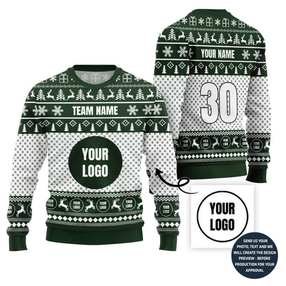 Custom Logo And Team Name Ugly Christmas Sweater