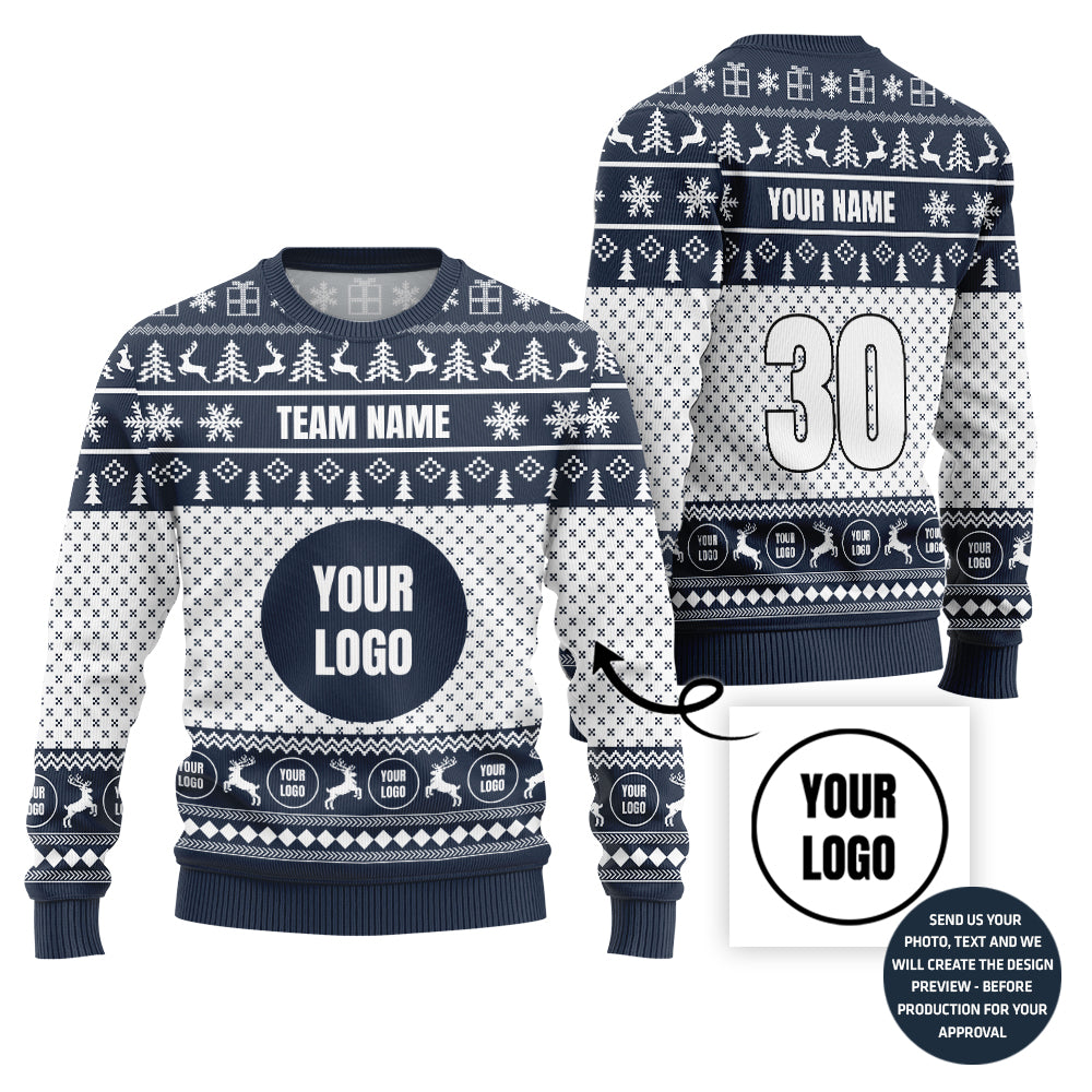 Custom Logo And Team Name Ugly Christmas Sweater