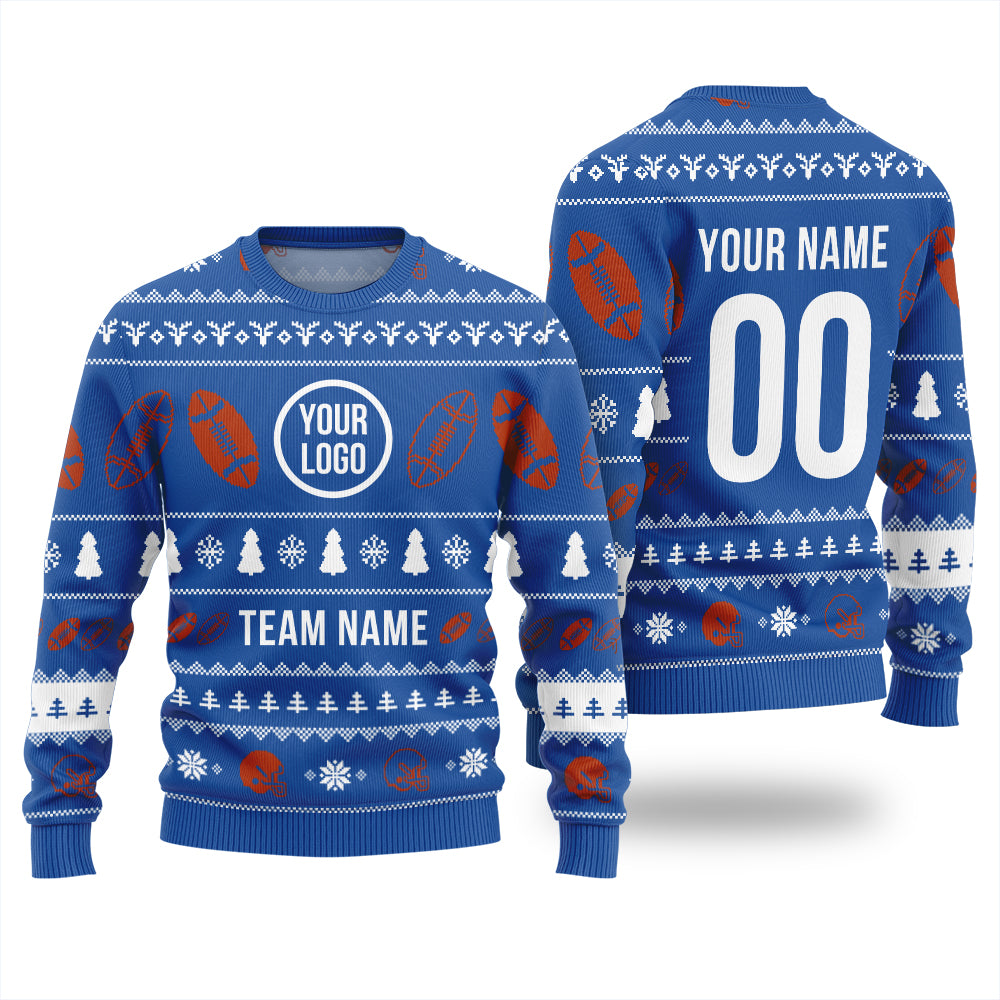 Custom Logo And Team Name Xmas Sweater With Preview