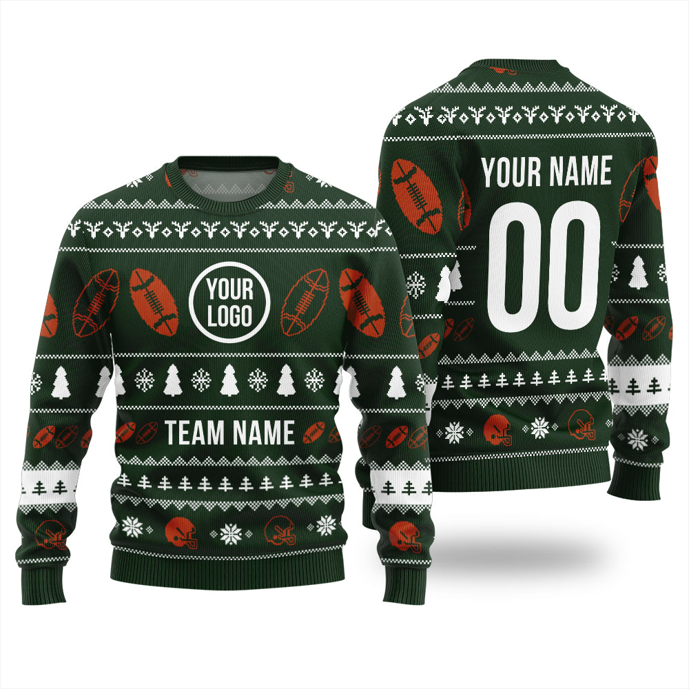 Custom Logo And Team Name Xmas Sweater With Preview