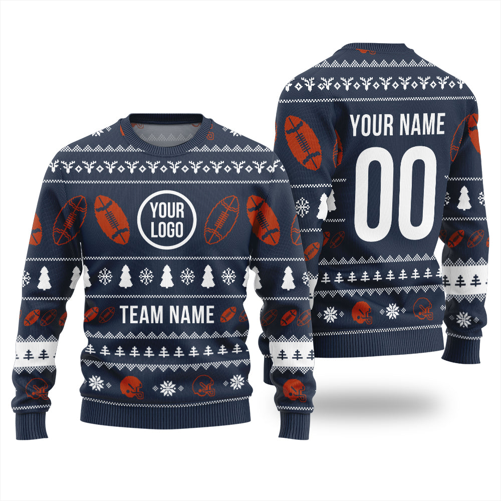 Custom Logo And Team Name Xmas Sweater With Preview