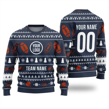 Custom Logo And Team Name Xmas Sweater With Preview