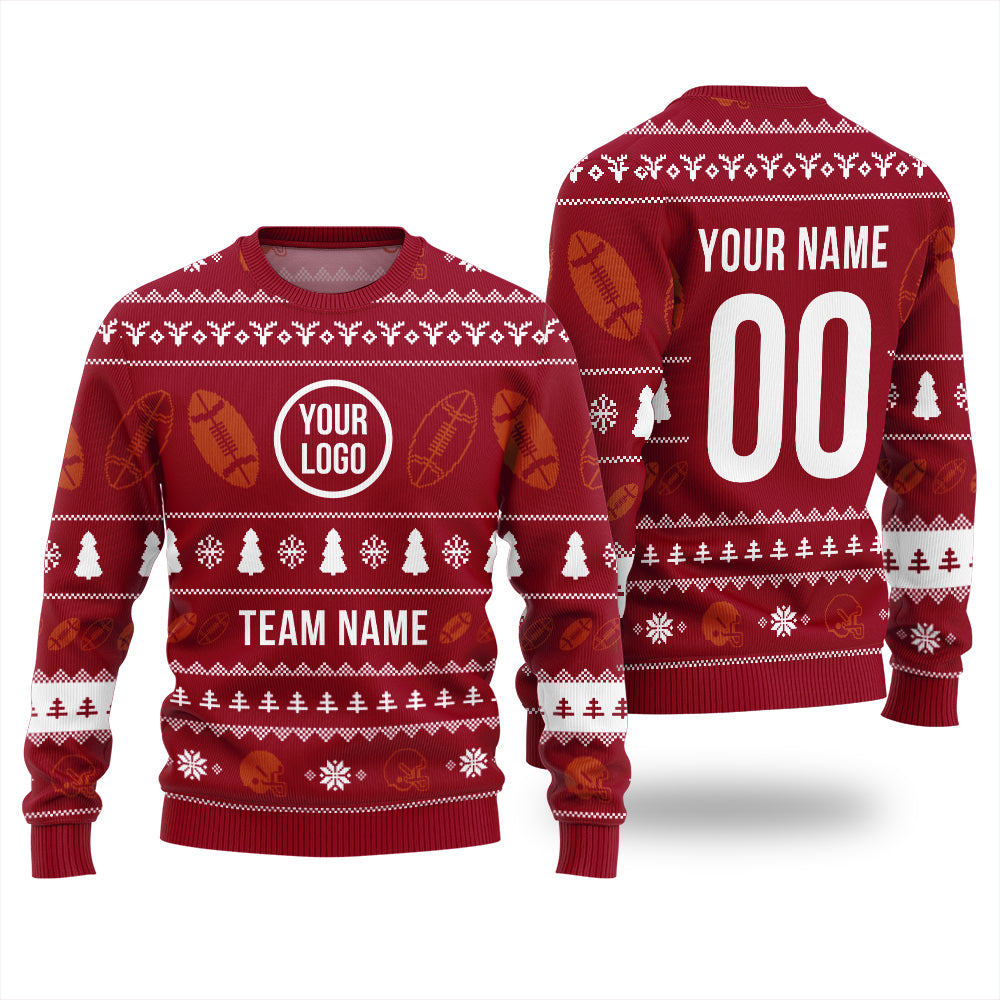 Custom Logo And Team Name Xmas Sweater With Preview
