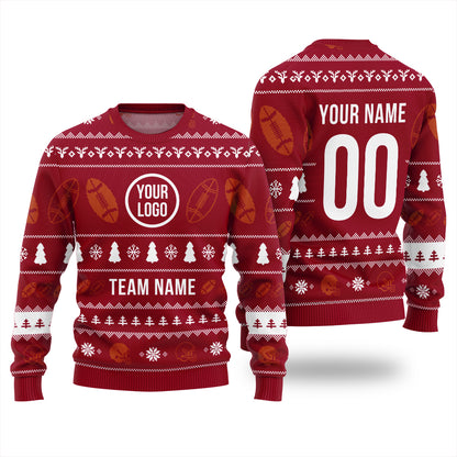 Custom Logo And Team Name Xmas Sweater With Preview