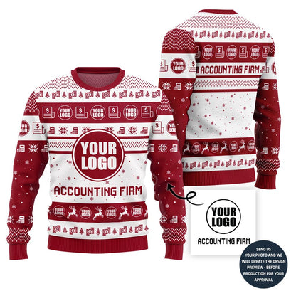 Custom Logo And Text Christmas Sweater For Accounting Firm