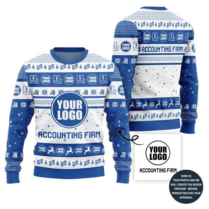 Custom Logo And Text Christmas Sweater For Accounting Firm