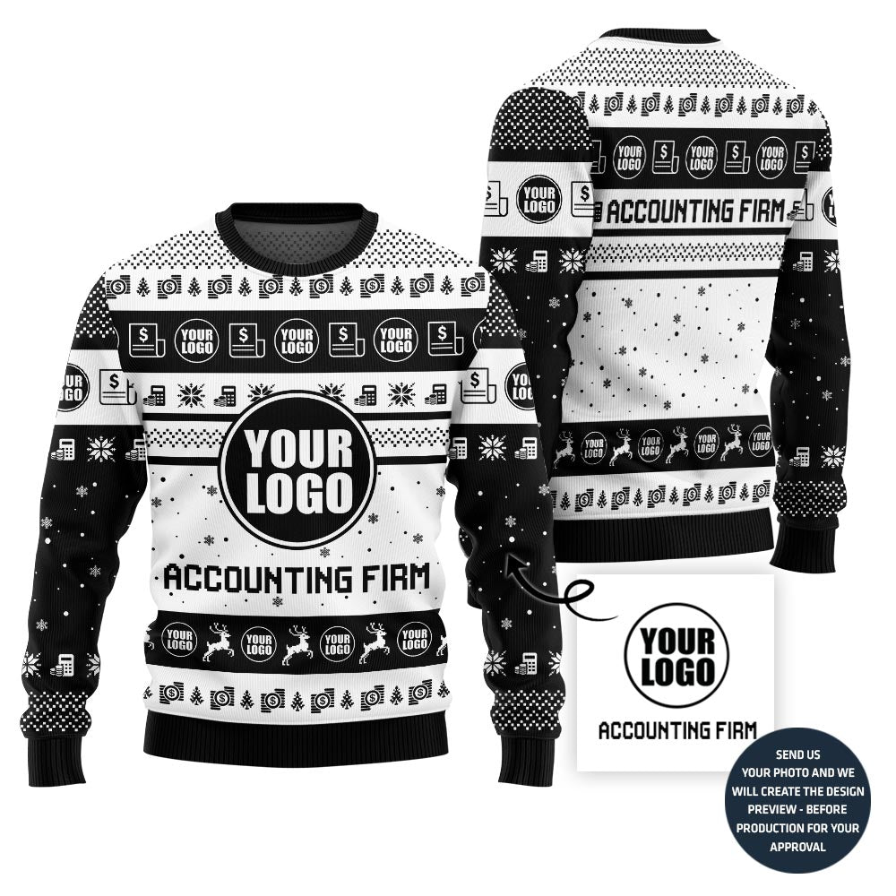 Custom Logo And Text Christmas Sweater For Accounting Firm
