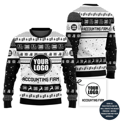 Custom Logo And Text Christmas Sweater For Accounting Firm