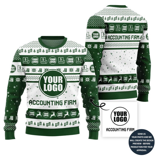 Custom Logo And Text Christmas Sweater For Accounting Firm