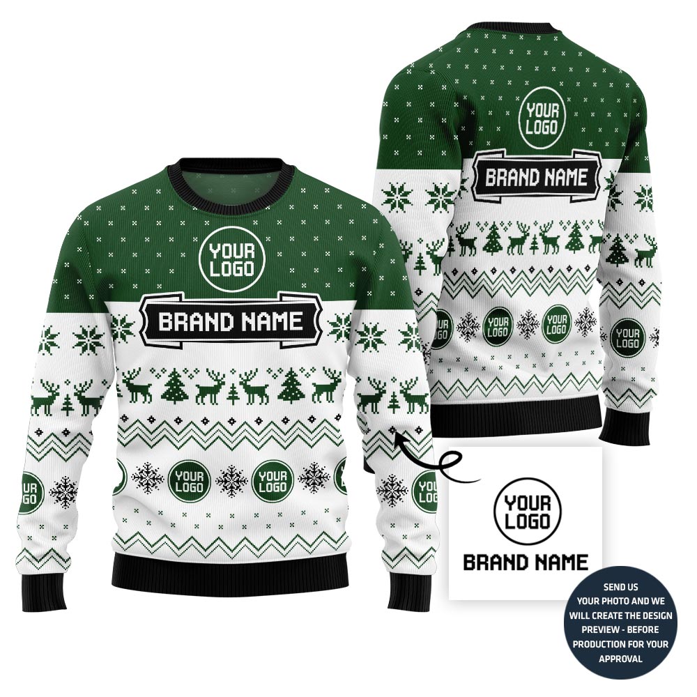 Custom Logo And Text Christmas Sweater For Brand