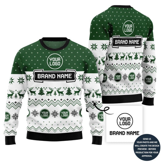 Custom Logo And Text Christmas Sweater For Brand