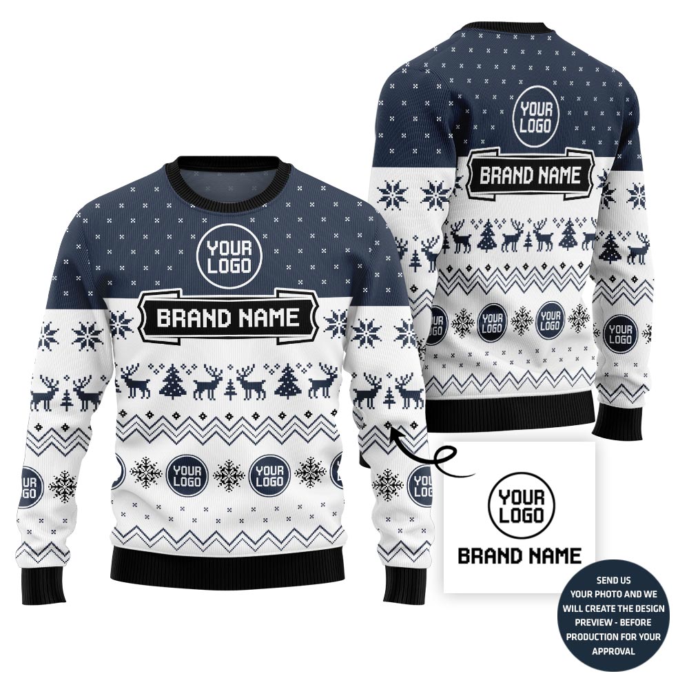 Custom Logo And Text Christmas Sweater For Brand