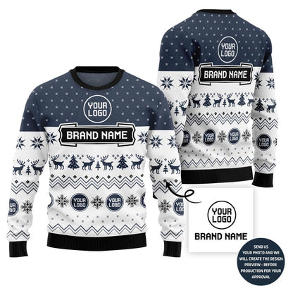 Custom Logo And Text Christmas Sweater For Brand