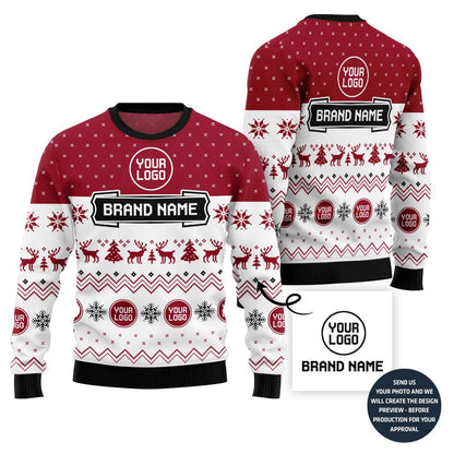 Custom Logo And Text Christmas Sweater For Brand