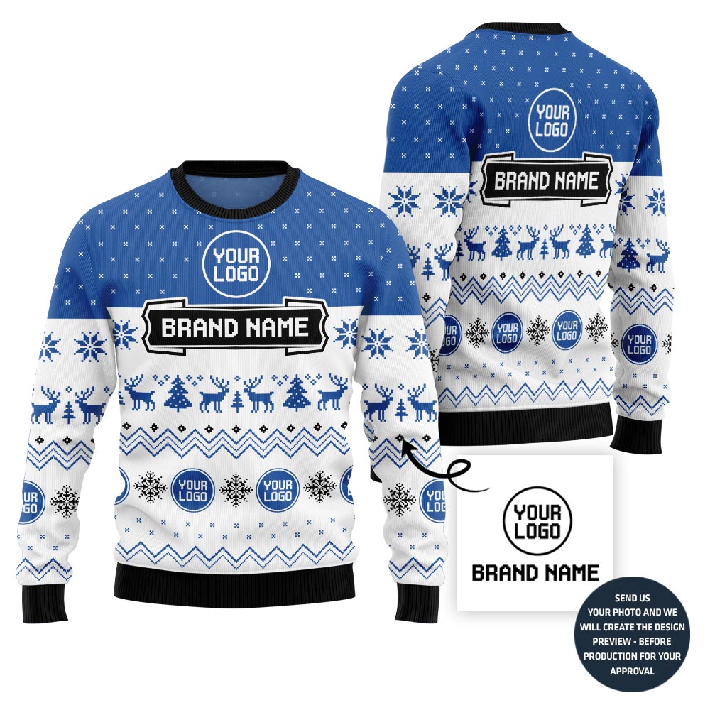 Custom Logo And Text Christmas Sweater For Brand