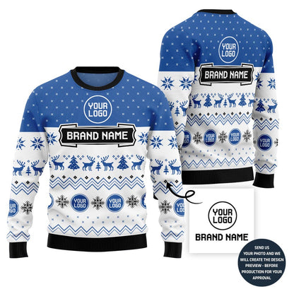 Custom Logo And Text Christmas Sweater For Brand