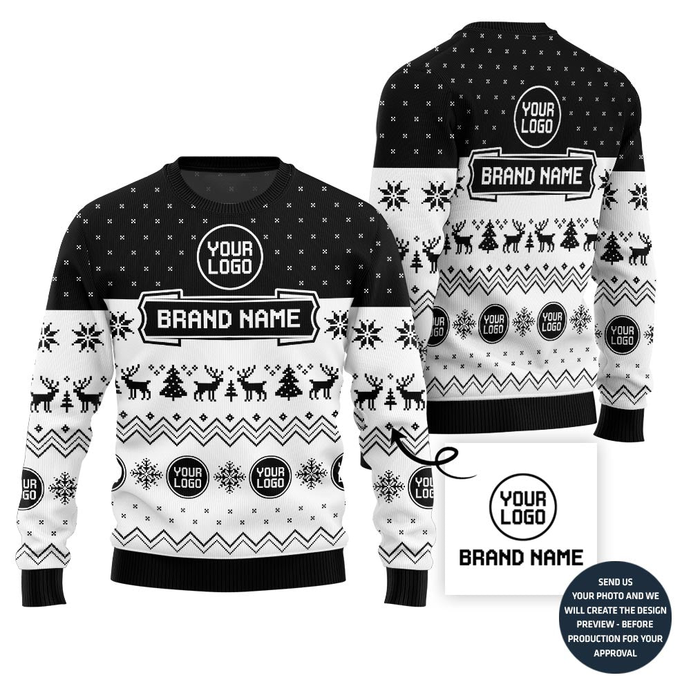 Custom Logo And Text Christmas Sweater For Brand