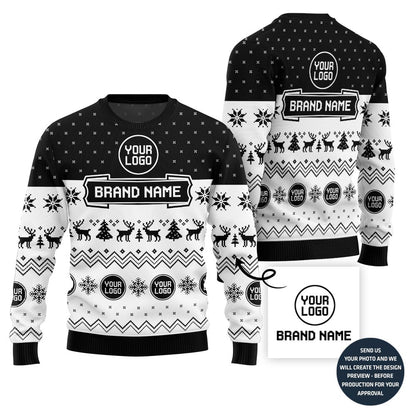 Custom Logo And Text Christmas Sweater For Brand