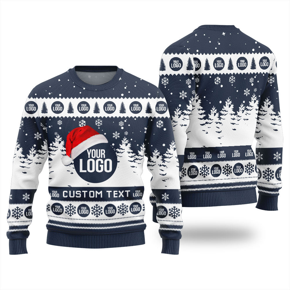 Custom Logo And Text Christmas Sweater For Company