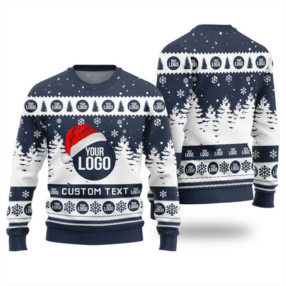 Custom Logo And Text Christmas Sweater For Company