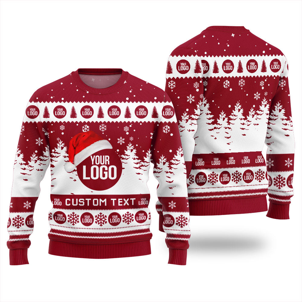 Custom Logo And Text Christmas Sweater For Company