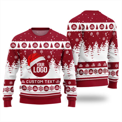 Custom Logo And Text Christmas Sweater For Company