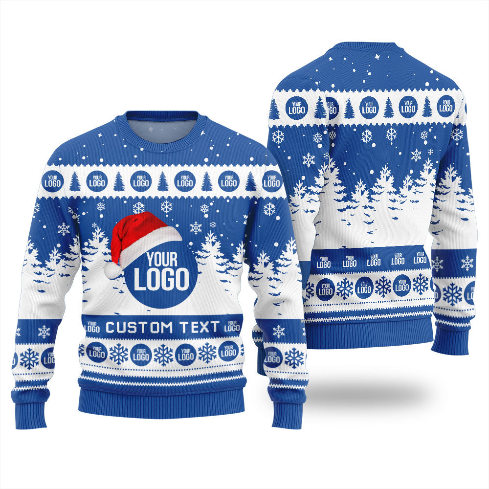 Custom Logo And Text Christmas Sweater For Company