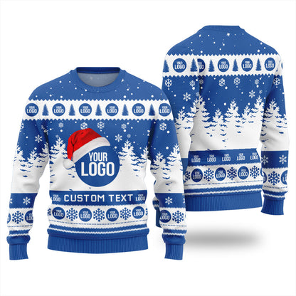 Custom Logo And Text Christmas Sweater For Company