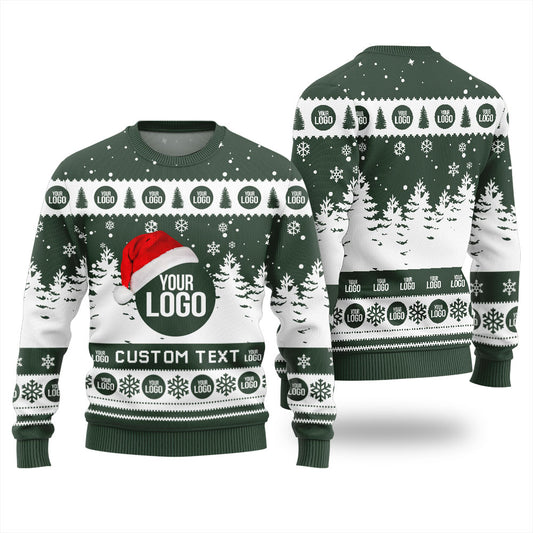 Custom Logo And Text Christmas Sweater For Company