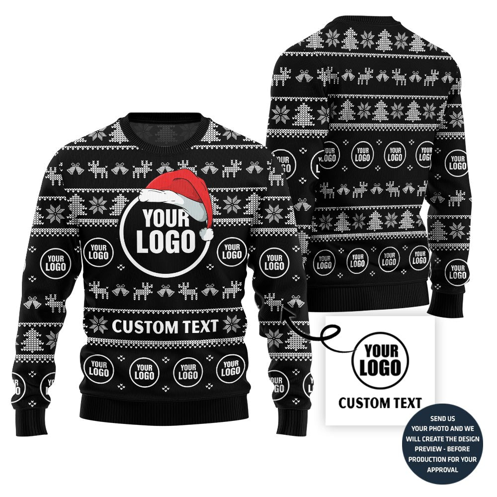 Custom Logo And Text Ugly Christmas Sweater For Company