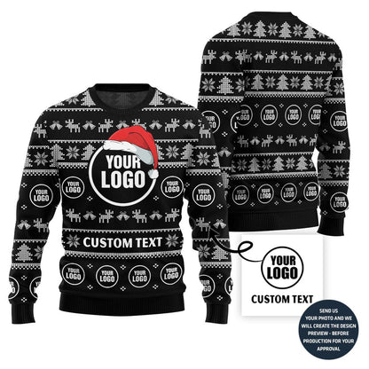 Custom Logo And Text Ugly Christmas Sweater For Company