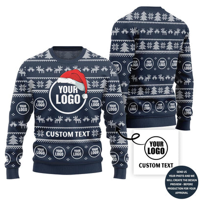 Custom Logo And Text Ugly Christmas Sweater For Company