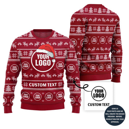 Custom Logo And Text Ugly Christmas Sweater For Company