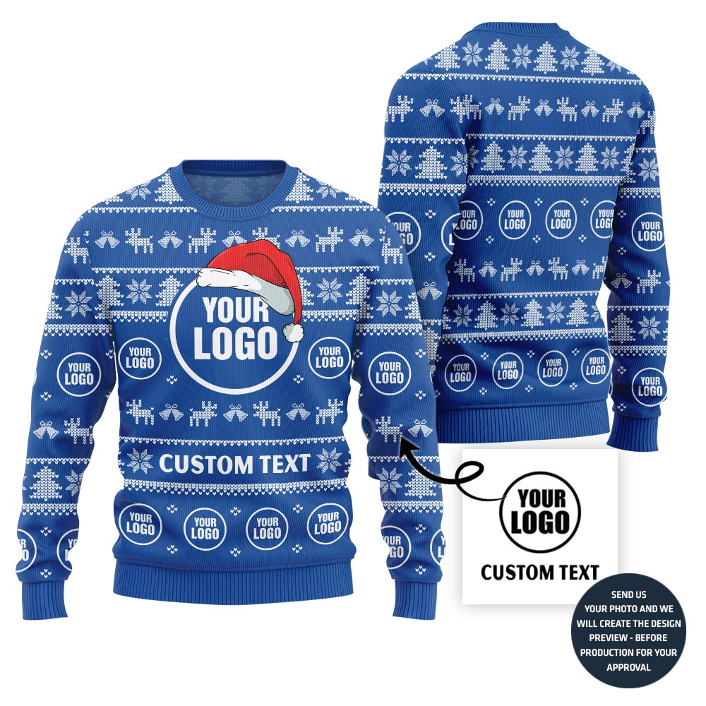 Custom Logo And Text Ugly Christmas Sweater For Company