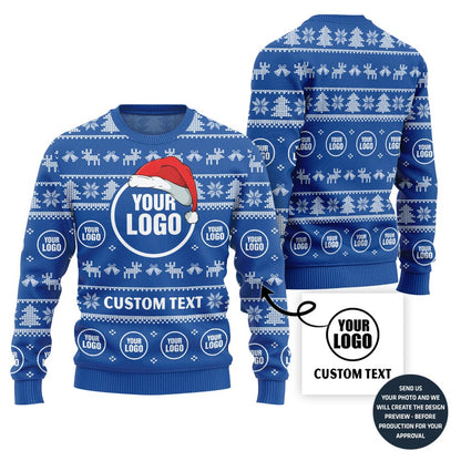Custom Logo And Text Ugly Christmas Sweater For Company