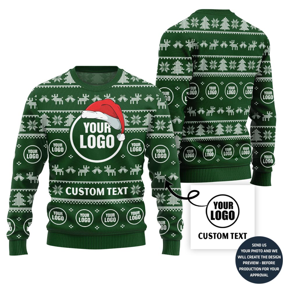 Custom Logo And Text Ugly Christmas Sweater For Company