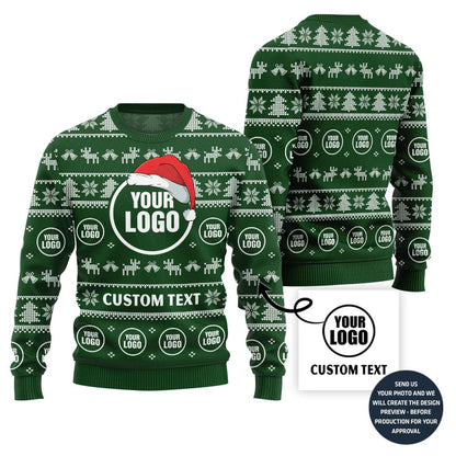 Custom Logo And Text Ugly Christmas Sweater For Company