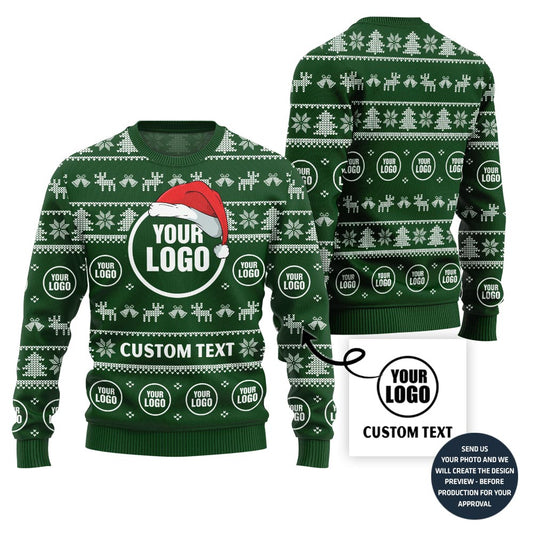 Custom Logo And Text Ugly Christmas Sweater For Company