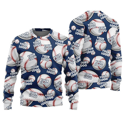 Custom Logo Baseball Team Ugly Christmas Sweater For Men