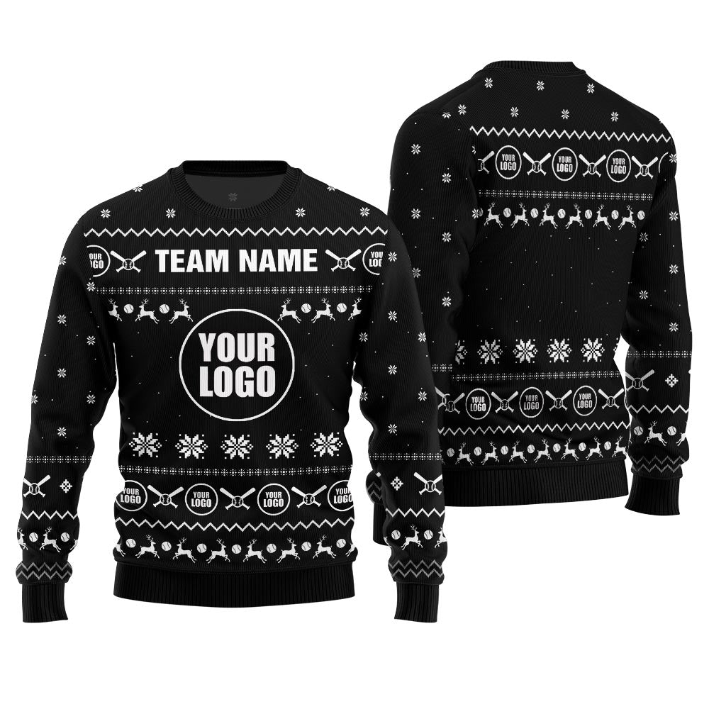 Custom Logo Baseball Ugly Christmas Sweater Men