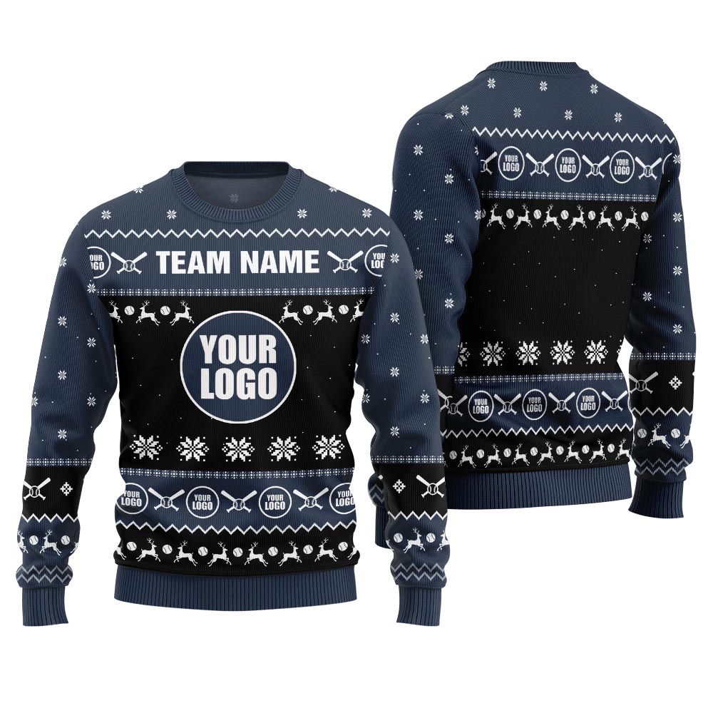 Custom Logo Baseball Ugly Christmas Sweater Men