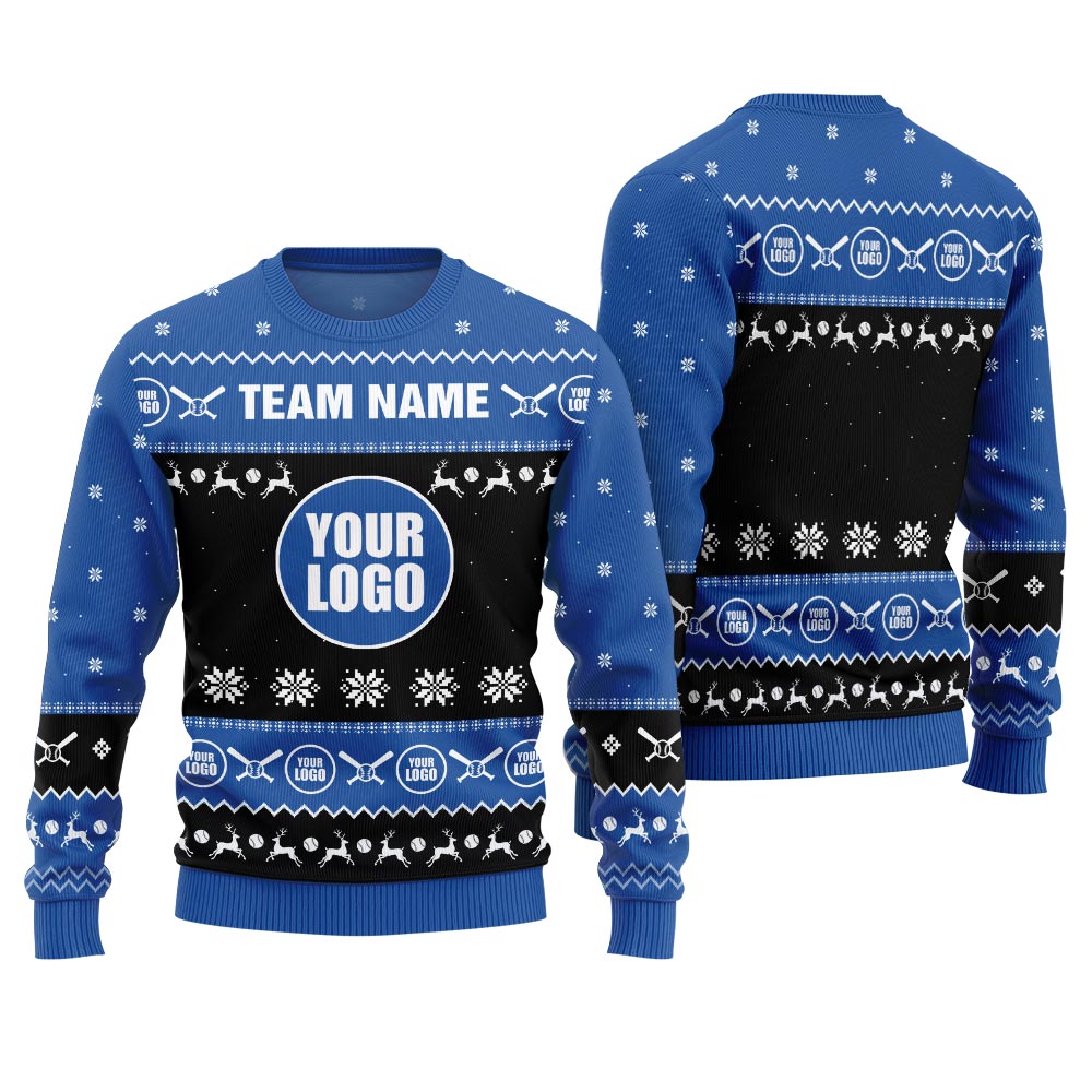 Custom Logo Baseball Ugly Christmas Sweater Men