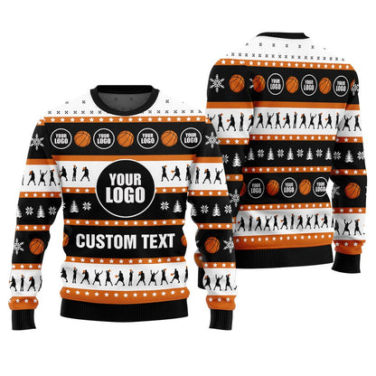 Custom Logo Basketball Ugly Christmas Sweater Men