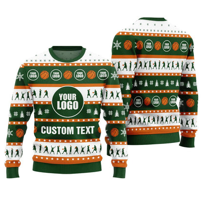 Custom Logo Basketball Ugly Christmas Sweater Men