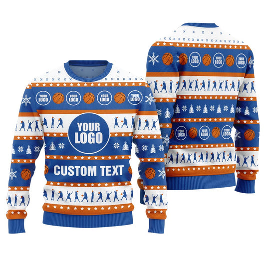 Custom Logo Basketball Ugly Christmas Sweater Men