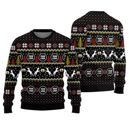 Custom Logo Beer Funny Christmas Sweater For Business Black